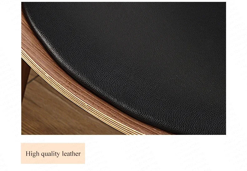 High Quality Solid Wood Three-Legged Chair Ash Plywood Black Faux Leather Living Room Furniture Modern Leisure Chairs