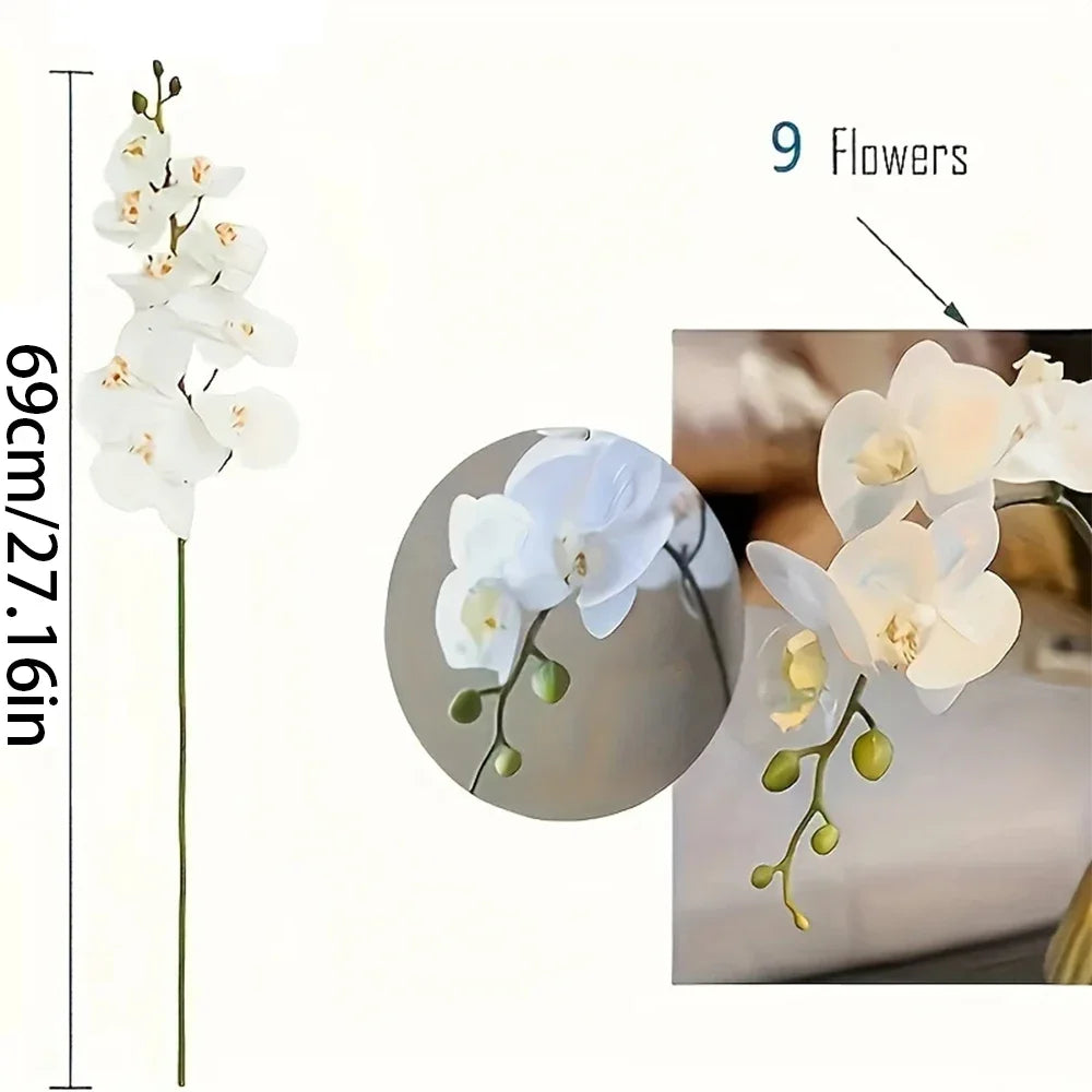 Exquisite 69cm Artificial Phalaenopsis Orchid Stems - Real Touch for Elegant Decor