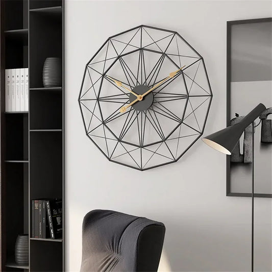 Wall For Design Large Room 50cm Geometric Office Iron Vintage Industrial Style Clock Hanging Home Watch Decoration Modern Living